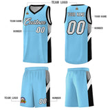 Custom Light Blue Black Side Design Sets Sports Uniform Basketball Jersey