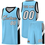 Custom Light Blue Black Side Design Sets Sports Uniform Basketball Jersey