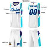Custom White Royal Side Design Sets Sports Uniform Basketball Jersey