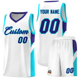 Custom White Royal Side Design Sets Sports Uniform Basketball Jersey