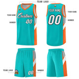 Custom Aqua Orange Side Design Sets Sports Uniform Basketball Jersey