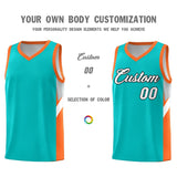 Custom Aqua Orange Side Design Sets Sports Uniform Basketball Jersey