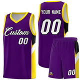 Custom Purple Gold Side Design Sets Sports Uniform Basketball Jersey
