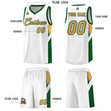 Custom White Green Side Design Sets Sports Uniform Basketball Jersey