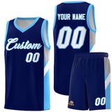 Custom Navy Powder Blue Side Design Sets Sports Uniform Basketball Jersey