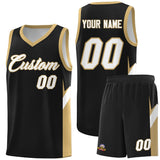 Custom Black Old Gold Side Design Sets Sports Uniform Basketball Jersey