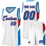 Custom White Royal Side Design Sets Sports Uniform Basketball Jersey