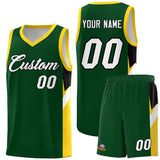 Custom Hunter Green Gold Side Design Sets Sports Uniform Basketball Jersey