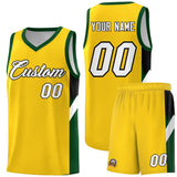 Custom Gold Hunter Green Side Design Sets Sports Uniform Basketball Jersey