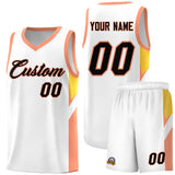 Custom White Orange Side Design Sets Sports Uniform Basketball Jersey