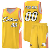 Custom Gold Orange Side Design Sets Sports Uniform Basketball Jersey