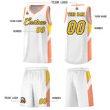 Custom White Orange Side Design Sets Sports Uniform Basketball Jersey