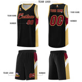 Custom Black Old Gold Side Design Sets Sports Uniform Basketball Jersey