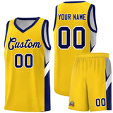 Custom Gold Navy Side Design Sets Sports Uniform Basketball Jersey