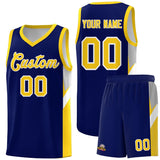 Custom Navy Gold Side Design Sets Sports Uniform Basketball Jersey