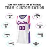 Custom White Purple Side Design Sets Sports Uniform Basketball Jersey
