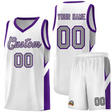 Custom White Purple Side Design Sets Sports Uniform Basketball Jersey