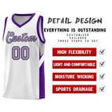 Custom White Purple Side Design Sets Sports Uniform Basketball Jersey