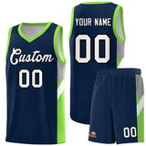 Custom Navy Neon Green Side Design Sets Sports Uniform Basketball Jersey