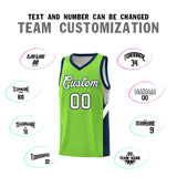 Custom Neon Green Navy Side Design Sets Sports Uniform Basketball Jersey