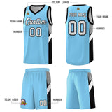 Custom Light Blue Black Side Design Sets Sports Uniform Basketball Jersey