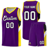 Custom Purple Gold Side Design Sets Sports Uniform Basketball Jersey