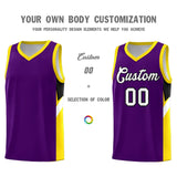 Custom Purple Gold Side Design Sets Sports Uniform Basketball Jersey