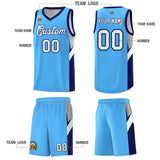 Custom Powder Blue Navy Side Design Sets Sports Uniform Basketball Jersey
