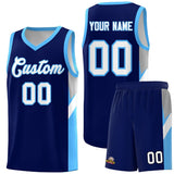Custom Navy Powder Blue Side Design Sets Sports Uniform Basketball Jersey