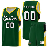 Custom Hunter Green Gold Side Design Sets Sports Uniform Basketball Jersey