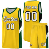 Custom Gold Hunter Green Side Design Sets Sports Uniform Basketball Jersey