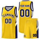 Custom Gold Navy Side Design Sets Sports Uniform Basketball Jersey