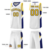 Custom White Navy Side Design Sets Sports Uniform Basketball Jersey