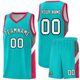 Custom Aqua Red Side Design Sets Sports Uniform Basketball Jersey