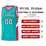 Custom Aqua Red Side Design Sets Sports Uniform Basketball Jersey