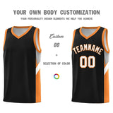 Custom Black Gold Orange Side Design Sets Sports Uniform Basketball Jersey