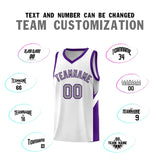 Custom White Purple Side Design Sets Sports Uniform Basketball Jersey