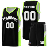 Custom Black Fluorescent Green Side Design Sets Sports Uniform Basketball Jersey