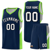 Custom Navy Neon Green Side Design Sets Sports Uniform Basketball Jersey