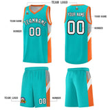 Custom Aqua Orange Side Design Sets Sports Uniform Basketball Jersey