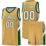 Custom Buckskin Brown Green Side Design Sets Sports Uniform Basketball Jersey