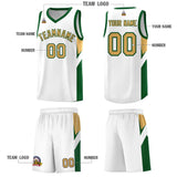 Custom White Green Side Design Sets Sports Uniform Basketball Jersey
