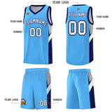 Custom Powder Blue Navy Side Design Sets Sports Uniform Basketball Jersey