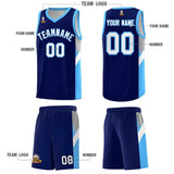 Custom Navy Powder Blue Side Design Sets Sports Uniform Basketball Jersey