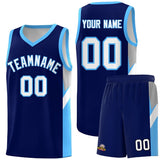 Custom Navy Powder Blue Side Design Sets Sports Uniform Basketball Jersey