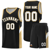 Custom Black Old Gold Side Design Sets Sports Uniform Basketball Jersey