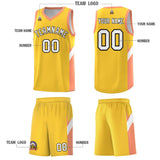 Custom Gold Orange Side Design Sets Sports Uniform Basketball Jersey