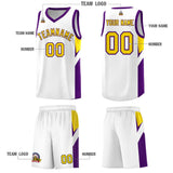 Custom White Purple Side Design Sets Sports Uniform Basketball Jersey