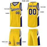 Custom Gold Navy Side Design Sets Sports Uniform Basketball Jersey