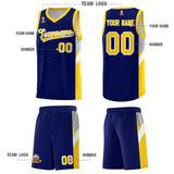 Custom Navy Gold Side Design Sets Sports Uniform Basketball Jersey